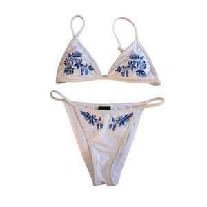 LA hearts swim size S color Blue and white embroidery